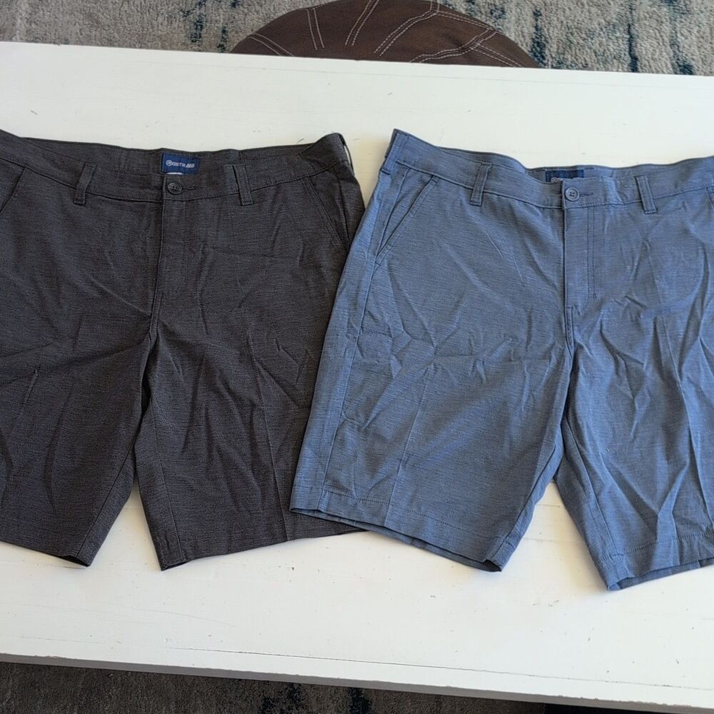RGSTR Men's Chino Shorts Lot of 2 Blue/Gray Solid Flat Front Stretch relax fit
